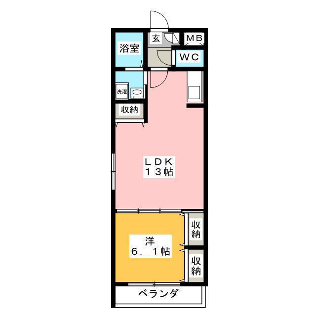 カレン橘(1LDK/4階)の間取り写真