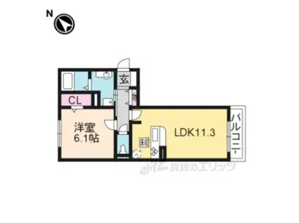 JR東海道本線 草津駅(滋賀) 徒歩23分 3階建 築12年(1LDK/2階)の間取り写真