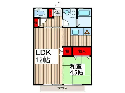 リバ-クロス高麗B(1LDK/1階)の間取り写真