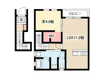 リーブルファイン下之一色町(1LDK/2階)の間取り写真