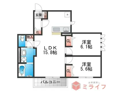 DEMEURE CRECI I(2LDK/2階)の間取り写真