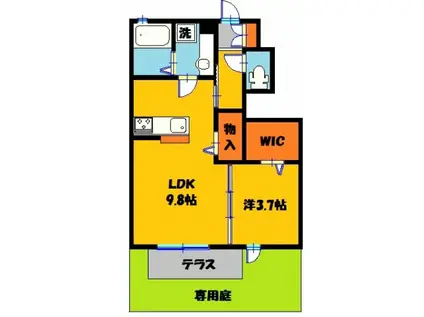プリズムA(1LDK/1階)の間取り写真