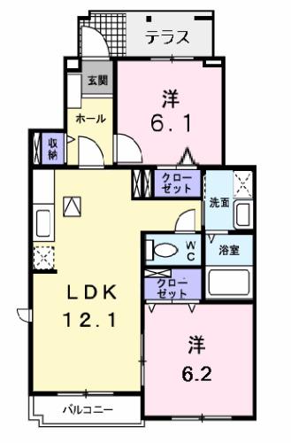 BELLTREE(2LDK/1階)の間取り写真