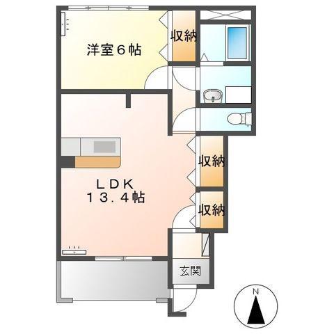 ルビコンドゥーエ(1LDK/1階)の間取り写真