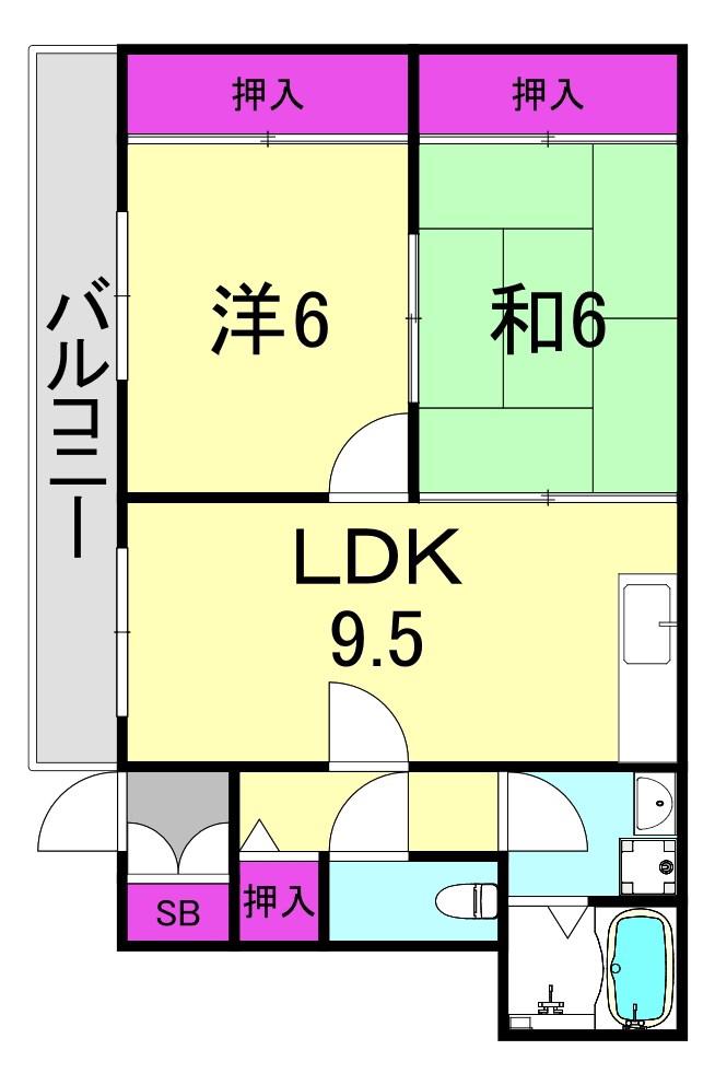 フォルテN(2LDK/3階)の間取り写真