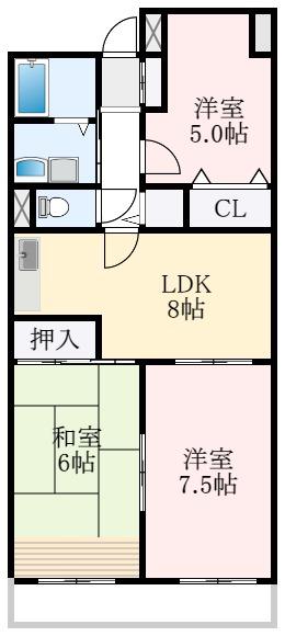 グランドハイツ杉田I(3LDK/1階)の間取り写真