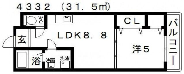 サンライズ 中野(1LDK/2階)の間取り写真