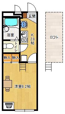レオパレスフェレット(1K/1階)の間取り写真