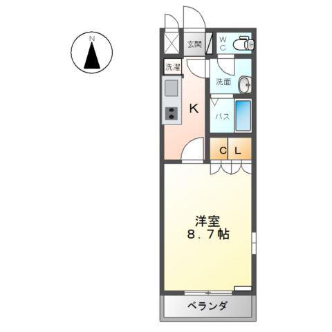 ルミエール(1K/1階)の間取り写真