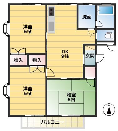 エクセレント ソシア(3DK/1階)の間取り写真