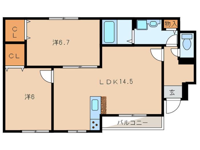 リーブル和(2LDK/1階)の間取り写真