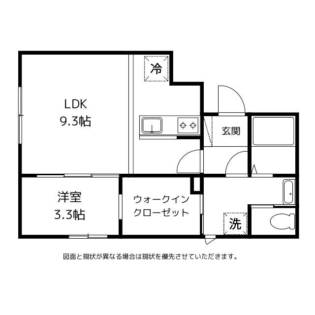 グランスイート森 A棟(1LDK/2階)の間取り写真