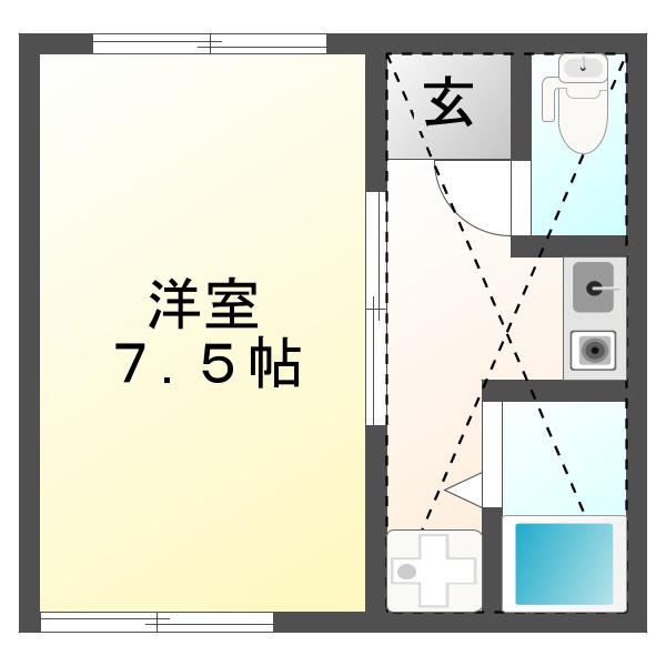 コスモスII(1K/1階)の間取り写真
