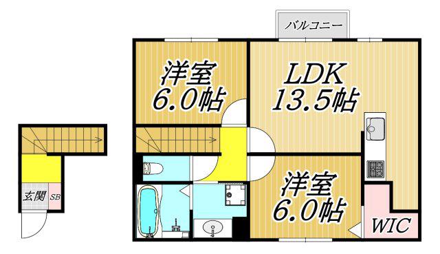 アルバス(2LDK/2階)の間取り写真