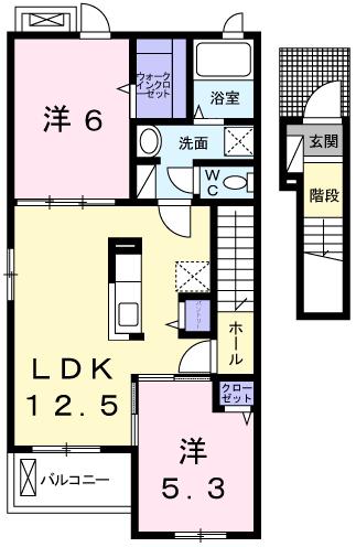 テイルウィンド(2LDK/2階)の間取り写真