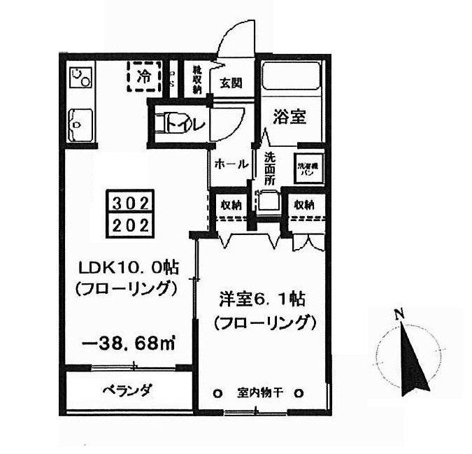 ウィスティリアNAKAMAGOME(1LDK/2階)の間取り写真