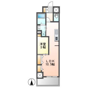 フェリス浄心(1LDK/9階)の間取り写真