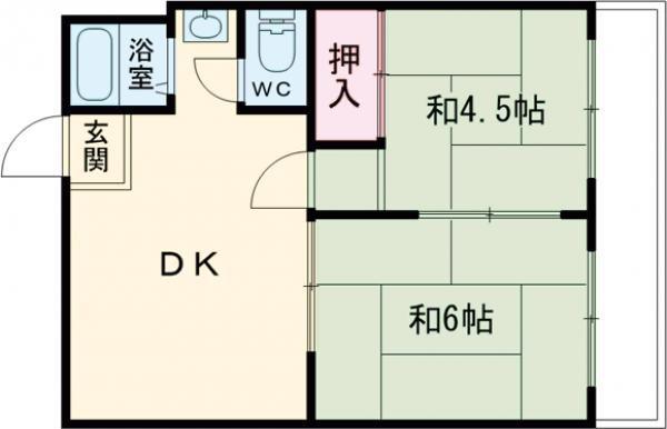 サンハイムツルノ(2DK/3階)の間取り写真