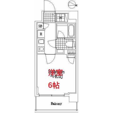 ソアブール池上(1K/5階)の間取り写真