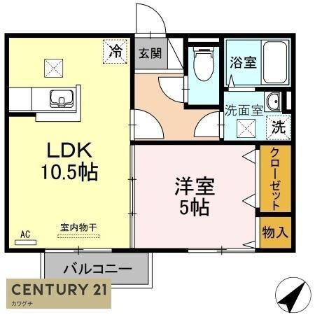 プライムプレサージ(1LDK/1階)の間取り写真
