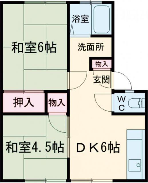 サンシティ米田B(2DK/2階)の間取り写真