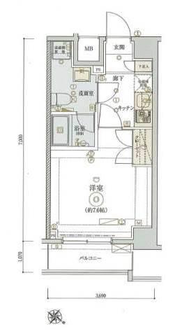 リヴシティ東大前(1K/3階)の間取り写真
