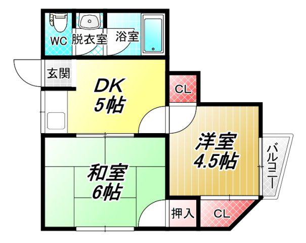 ハウス紫陽花(2DK/2階)の間取り写真