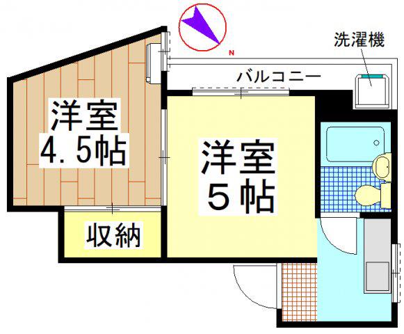 コーポ立花(2K/2階)の間取り写真