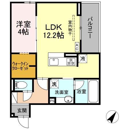 DCREST新川N(1LDK/2階)の間取り写真