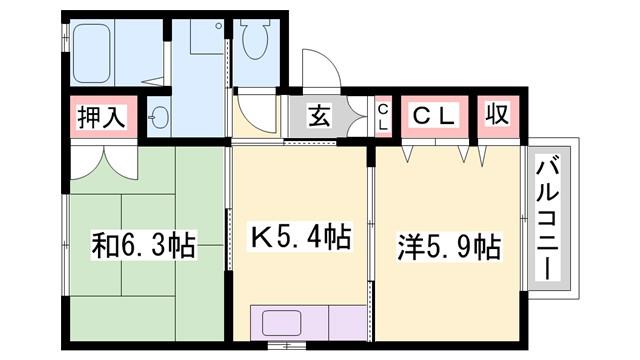 ハイツ片島(2K/1階)の間取り写真