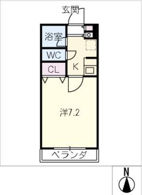 ジュネス福田B棟(1K/4階)の間取り写真