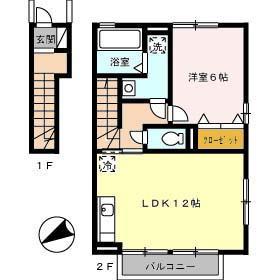 セジュール堂林A棟(1LDK/2階)の間取り写真