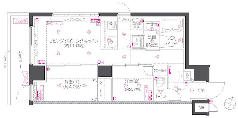 ZOOM練馬高野台(2LDK/2階)の間取り写真