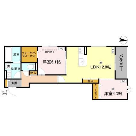 D-ROOM住吉墨江4丁目(2LDK/1階)の間取り写真