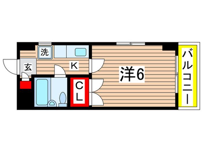 サンライト国立(1K/2階)の間取り写真