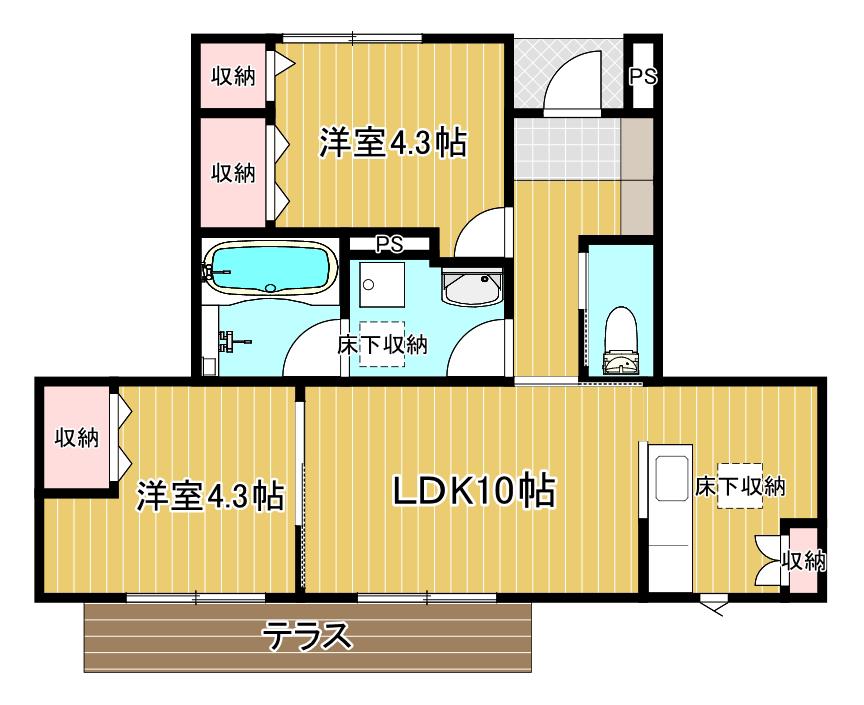 APT K III(2LDK/1階)の間取り写真
