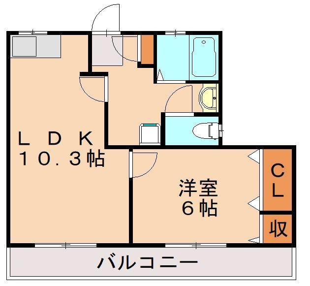 ロード黒崎(1LDK/5階)の間取り写真
