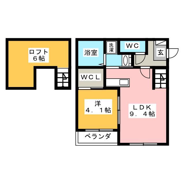 グラン ソレイユI(1LDK/2階)の間取り写真