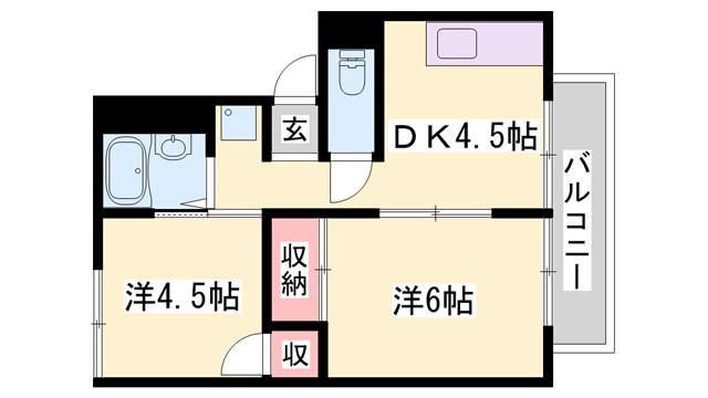 第二野里ハイツ(2DK/2階)の間取り写真