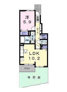 グロリアス ホームII(1LDK/1階)の間取り写真