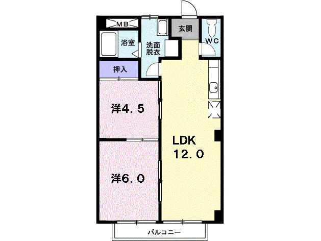 パトス鍋島(2LDK/2階)の間取り写真