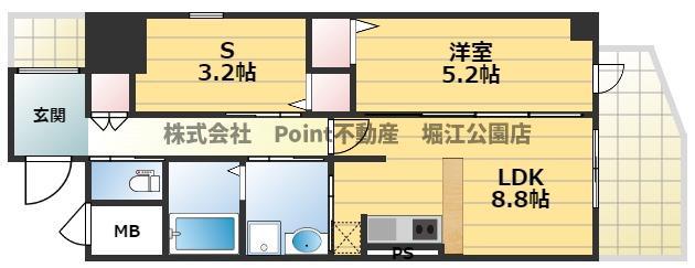 TROMMEL HEIM NAMBA(2DK/7階)の間取り写真