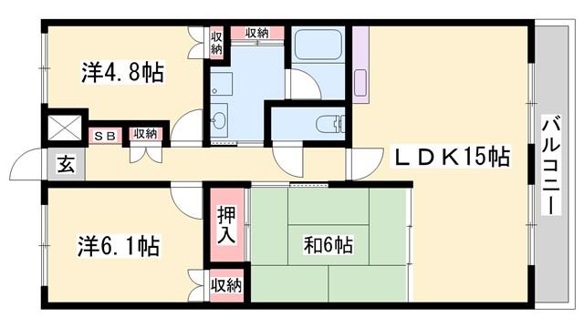 バレルビラ(3LDK/4階)の間取り写真