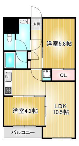 ピボット桐林ビル(2LDK/3階)の間取り写真