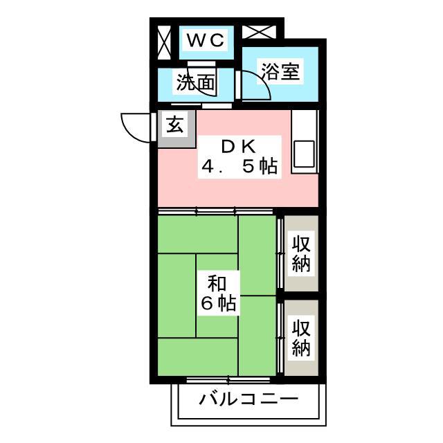 ハイタウンみずほI(1DK/1階)の間取り写真