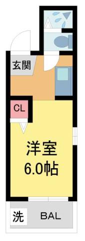 ホワイトコート北口(ワンルーム/2階)の間取り写真