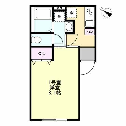 ベイルーム小田急相模原Ⅱ(1K/3階)の間取り写真