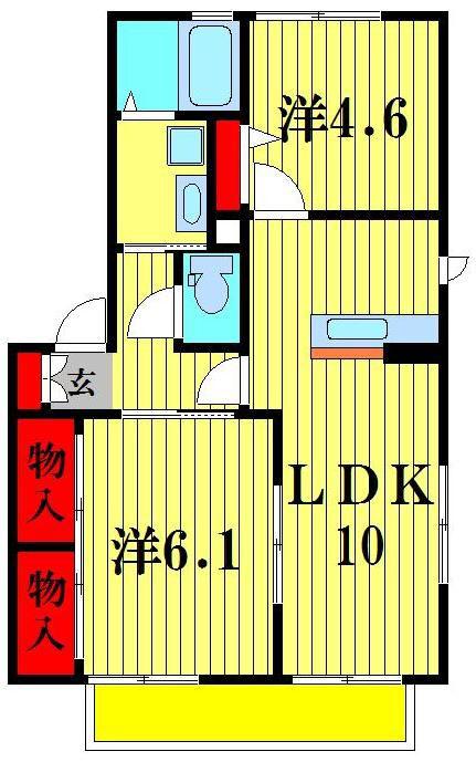 グリーンハイツ光I(2LDK/1階)の間取り写真