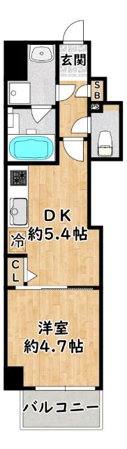 エレガントレジデンスYODOGAWA(1DK/4階)の間取り写真