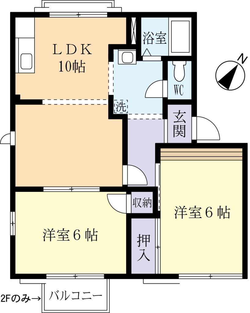 コーポ並木A(2LDK/2階)の間取り写真